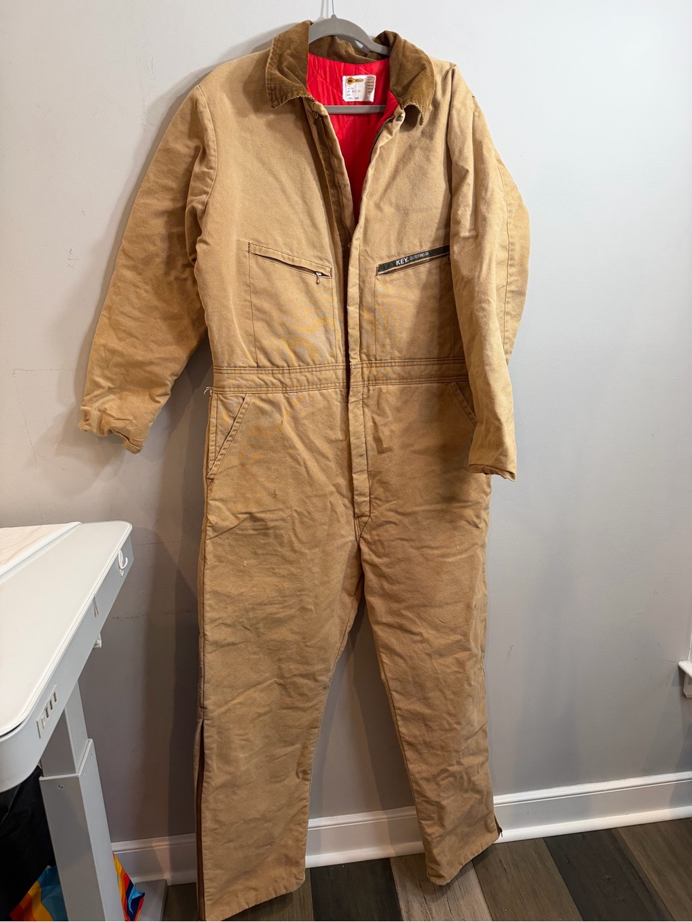 Vintage Key imperial insulated duck coveralls tan Zip front size large long tall